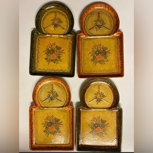 Hand Painted Paper Mache Snack Trays Alcohol Proof DTCO Japan No 8542 Set of 4